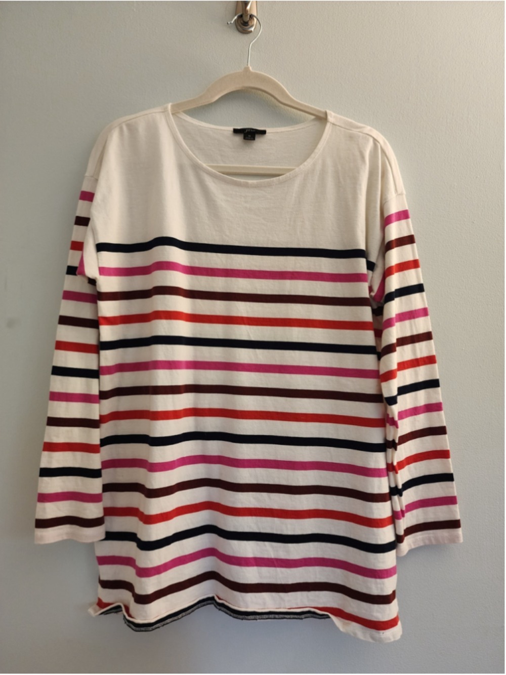 J.Crew Structured Cotton Striped Boatneck Tunic Top Size Medium